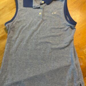Vineyard Vines Girls Sleeveless Polo. Blue with collar. Size L -14